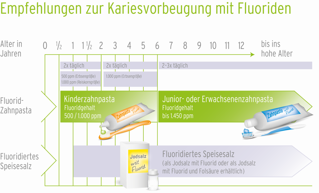 Der Fluoridfahrplan für die häusliche Prophylaxe kann als Abreiß-Block bestellt werden. ©IfK
