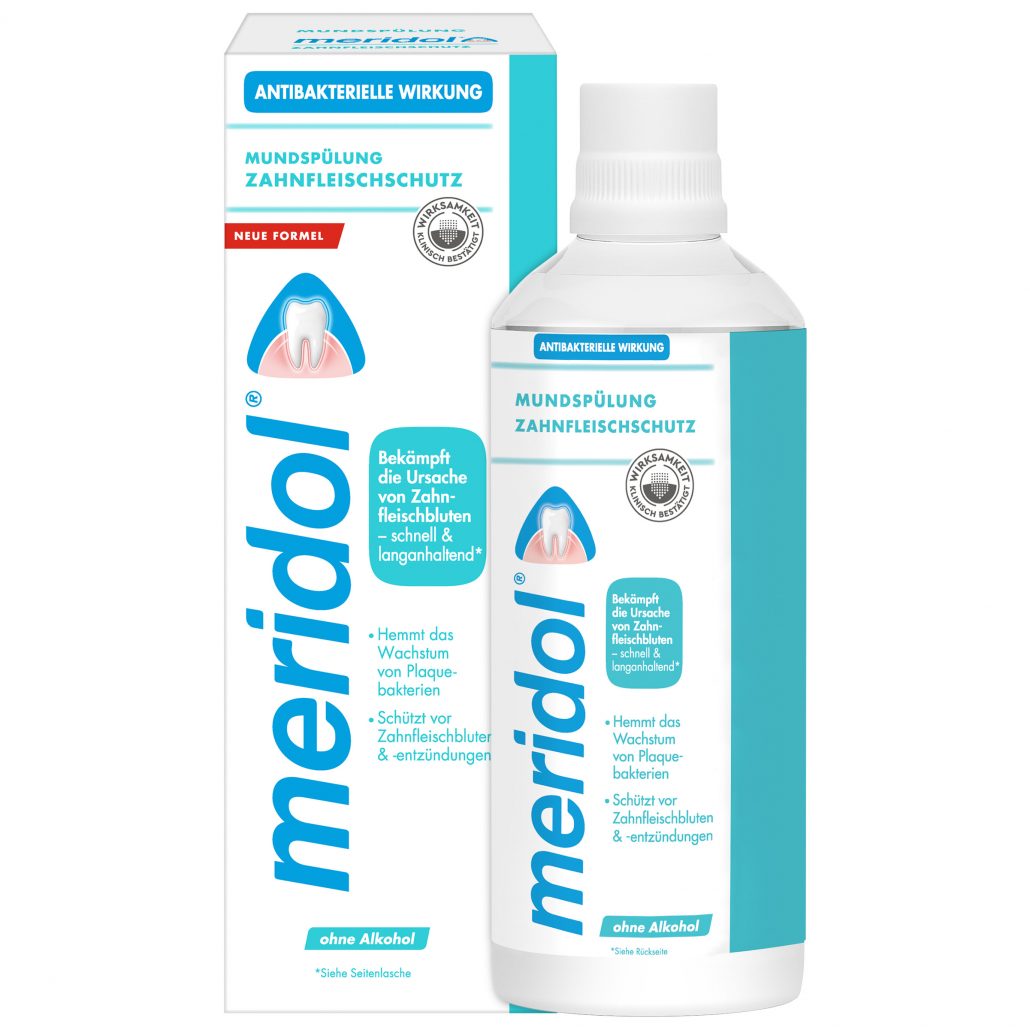Mit neuer Formel – meridol® Mundspülung mit Aminfluorid und Zinklaktat